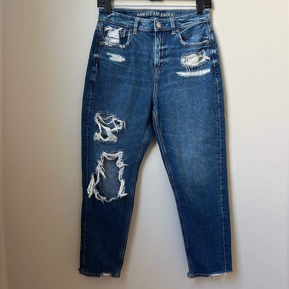 American Eagle Ripped Mom Jeans Size 2 Short